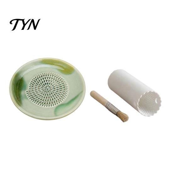 Piatto Piano Piccolo Piatto Grattugia Aglio in Ceramica, Strumento Manuale da Cucina per Grattugiare Zenzero Spezie, Schiacciapatate Cipolla Antiaderente Grattugia Frutta Verdura,