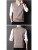 Men's V-Neck Wool Cardigan Vest - Autumn/Winter Cashmere Knit Sweater for Dad