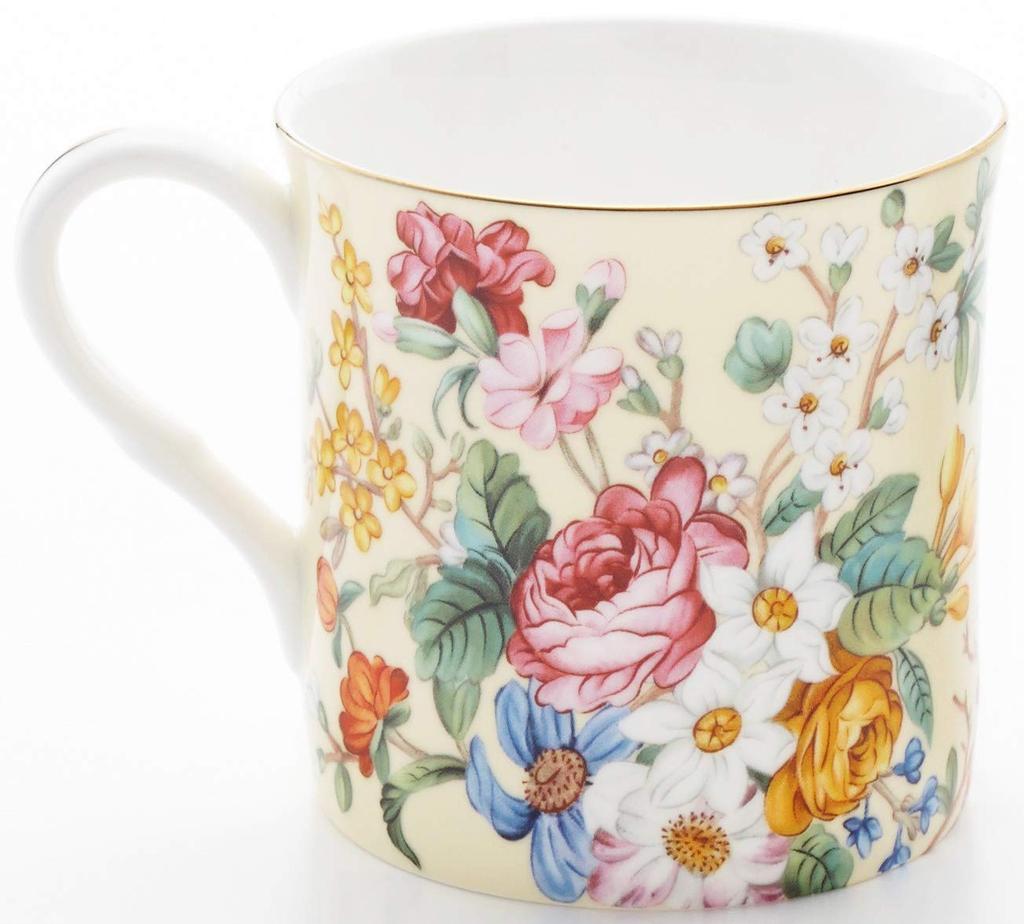 Royal Arden Flower White Bone China Mug, Microwave Safe, 300ml