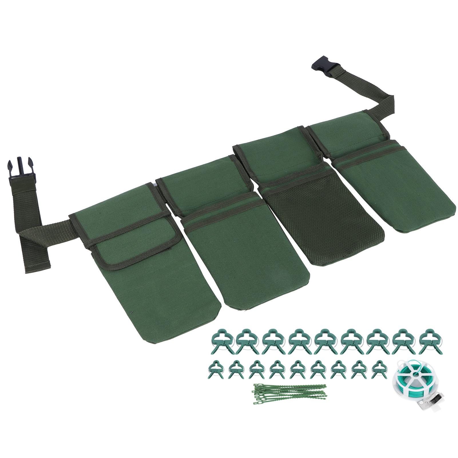 

Gardening Tools Set Green Waist Bag Plant Support Clips Adjustable Cable Ties Kit