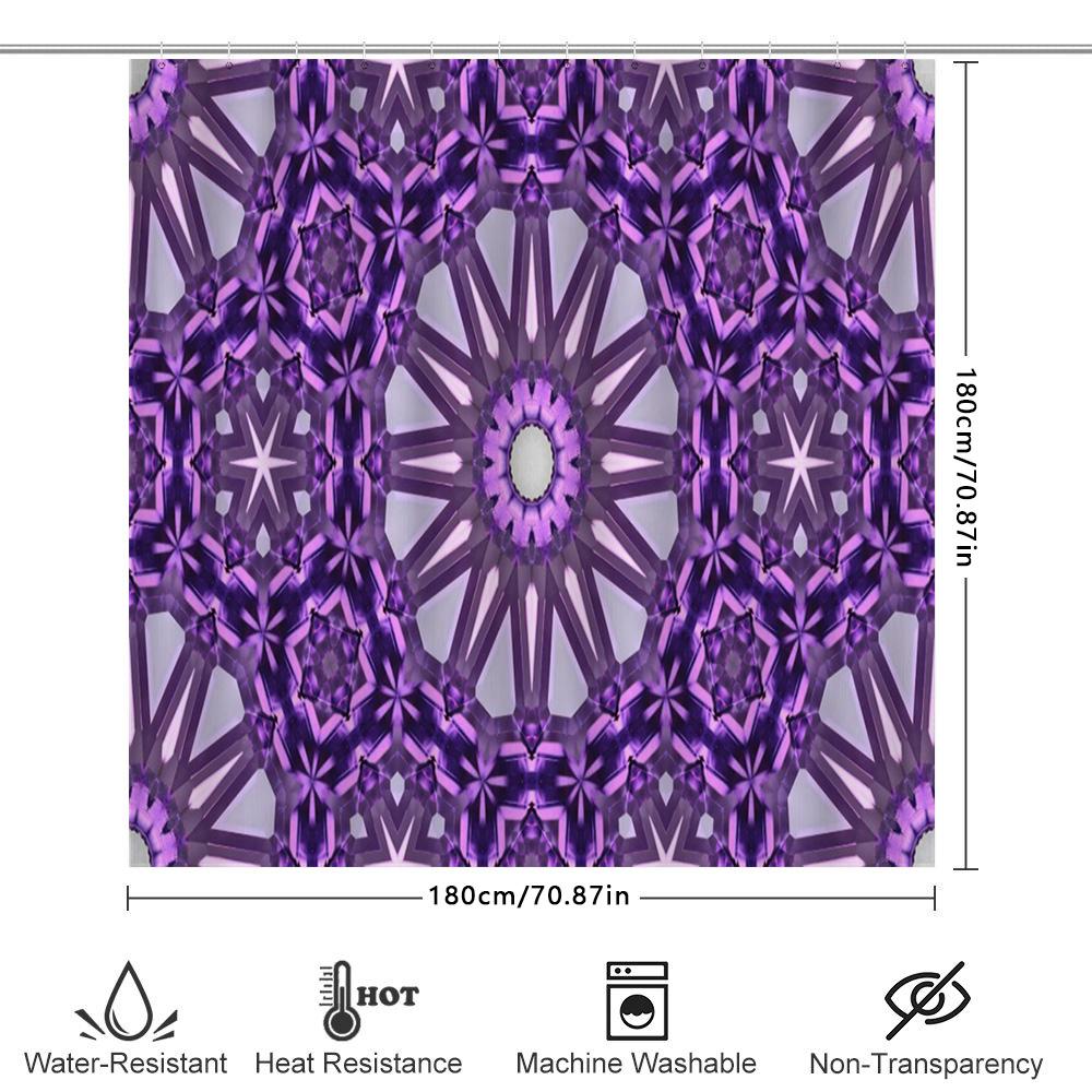 Purple And White Waterproof Shower Curtain With Unique Geometric Pattern Bath Decor For Modern Bathroom