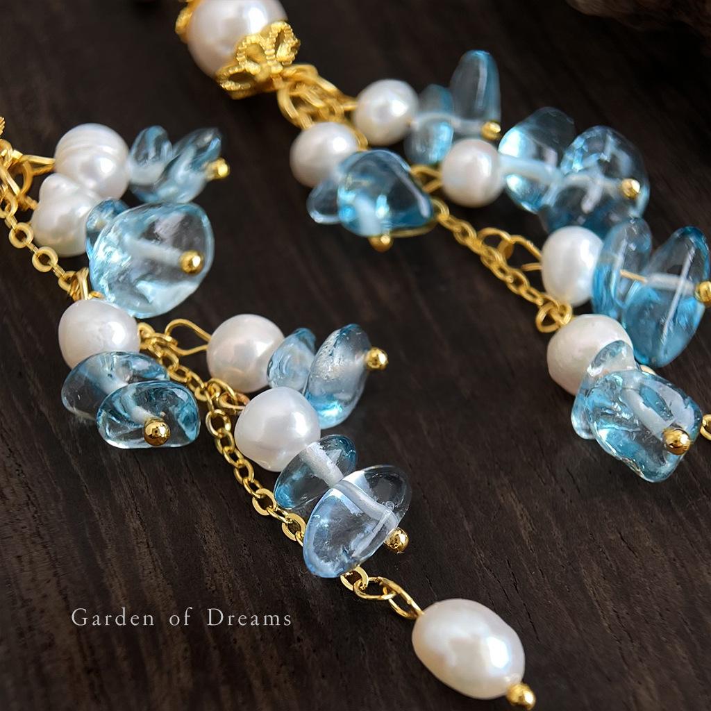 Elegant Chinese Style Freshwater Pearl and Crystal Tassel Earrings for Beach Vacations