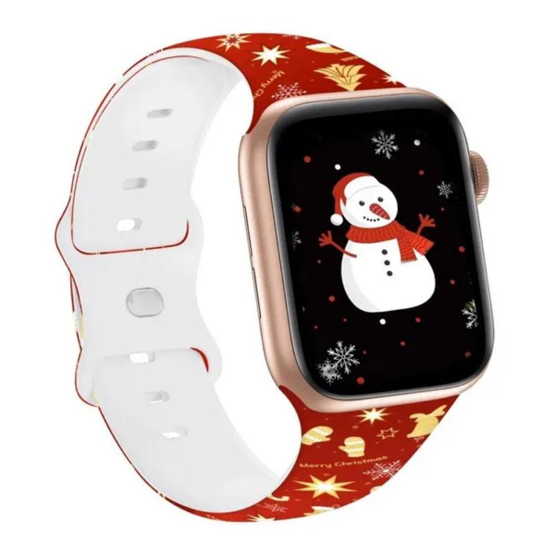 Silicone Christmas Strap for Apple Watch Bands 44mm 40mm 49mm 41mm 45mm 42mm Printed Bracelet Iwatch Series 9 8 7 6 3 5 Ultra 2