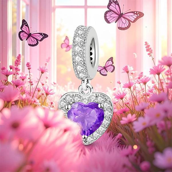 925 Silber Anhänger Zirkonia Rosa Liebesherz Charms Perlen Passend für Original Armband Armreifen DIY Schmuck Für Frauen