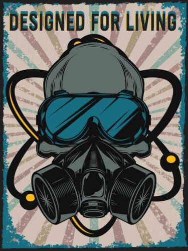 

Designed For Living BioHazard Mask Vintage Retro Metal SignAluminum 20x30cm（7.8x11.8inch）