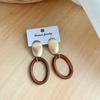 Fashion Exaggerated Geometry Natural Wooden Hollow Triangle Large Water Drop Earrings Female Stylish Log Eardrops Earrings