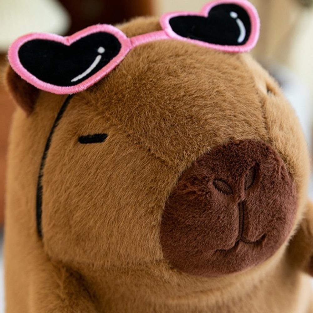 Wear Glasses Capybara Plush Doll Cartoon Capibara Fluffty Doll Capybara Plush Toy  Christmas Toy