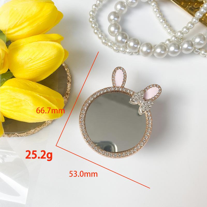 Paste Type Foldable Mobile Phone Tablet Desktop Airbag Mirror Bracket Cosmetic Mirror Diy Rhinestone Rabbit Ears Korean