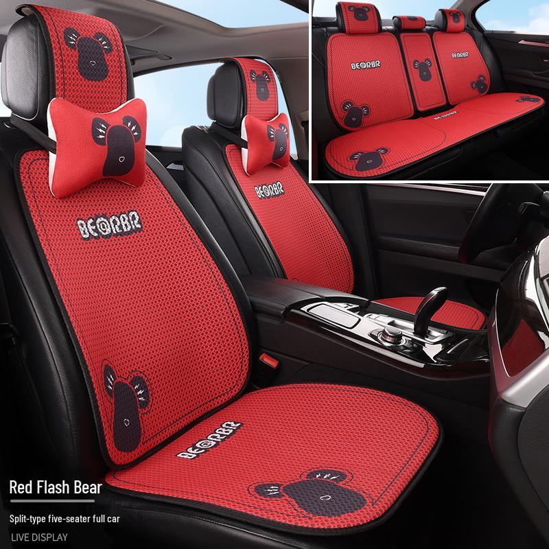 Universal Cartoon Linen Car Seat Cushion - Warm, Stylish, Four Seasons Comfort