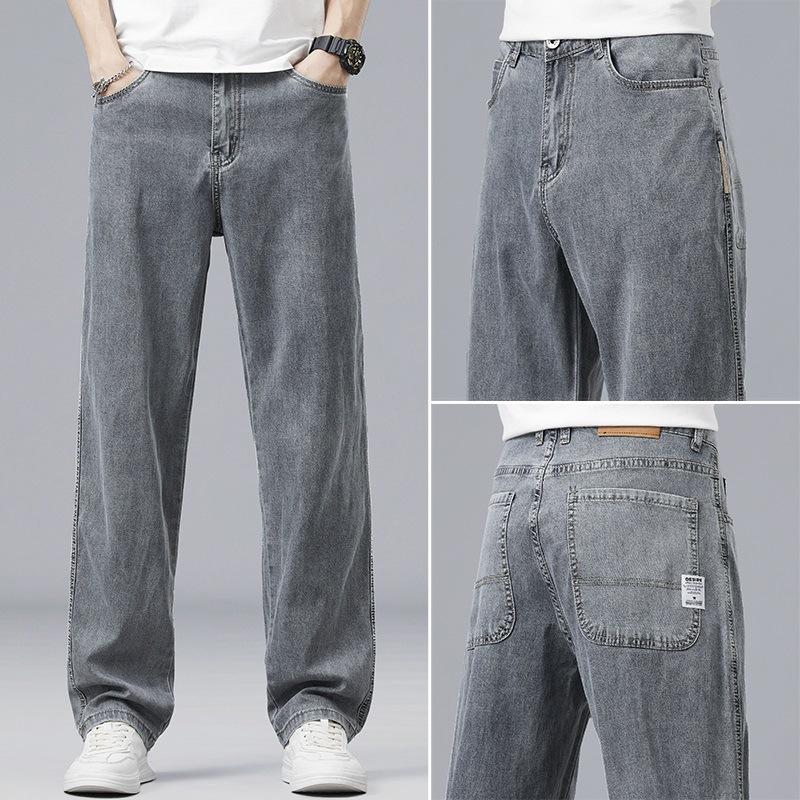 

Новые летние тонкие джинсы из лицеля, тонкие, свободные, прямые брюки 42