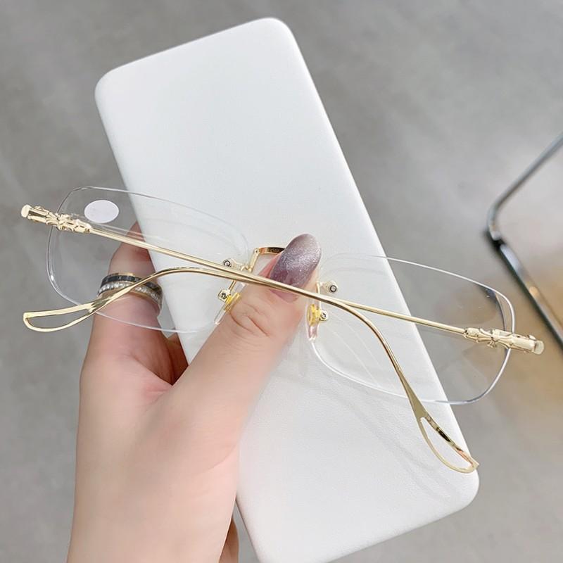 Luxury Rimless Rectangular Women's Myopia Glasses Minus Diopter Eyeglasses Trendy Near-sighted Eyewear Diopters 0 to -4.0