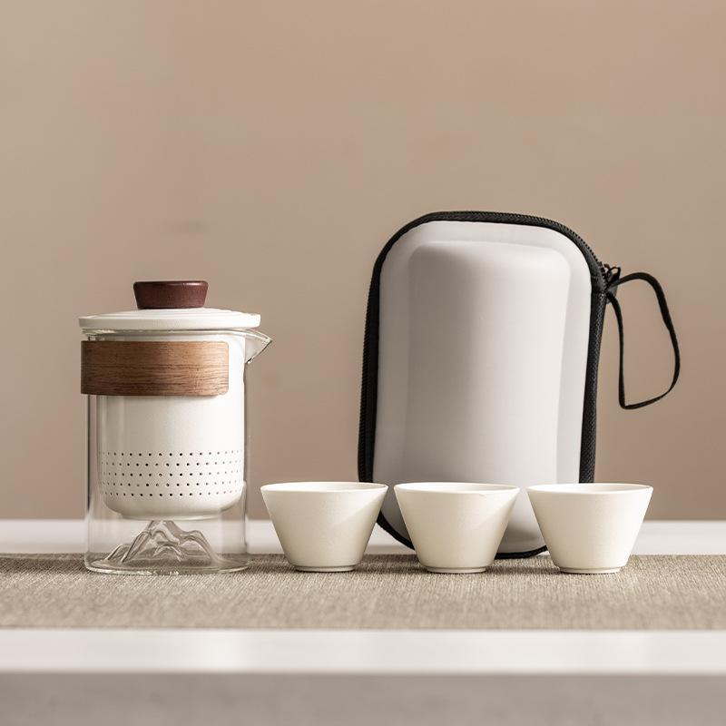 High-end travel tea set Portable anti-scalding hand grab glass teapot Kuaike cup Kung Fu souvenir business gift