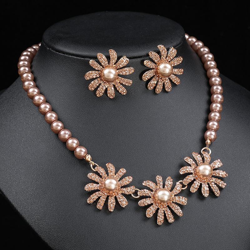 3pcs Draweye Flowers Zircon Sets Zircons Evening Partyy Wedding Bridual Earrings for Women Vintage Fashion Elegant