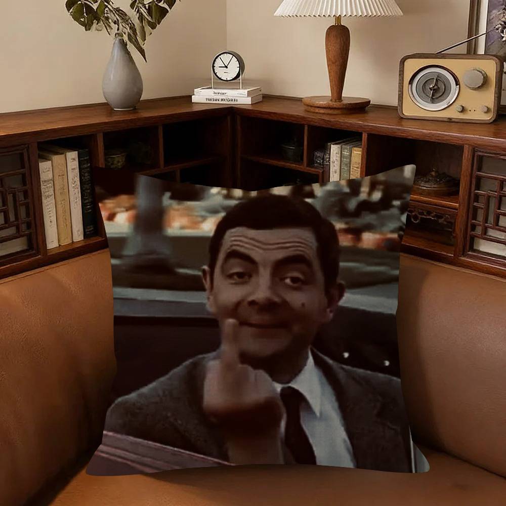 Funny Mr Bean Anime Pillow Cover For Bedroom Room And Living Room Sofa Decorative Cushion Cover