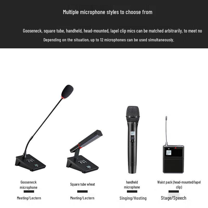 HuiDu AT-200S Wireless Dual Handheld Microphone System (CN version)