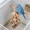 Beech Wood Wooden Chewing Toy Hanging Nut Grinding Texture Bird Foraging Toy Interactive Play Beak Grinding Bird Cage Accessory