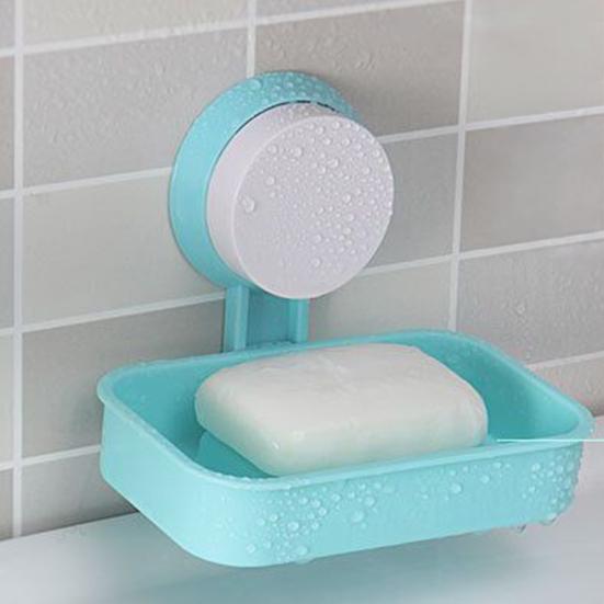 Suction Cup Soap Box Wall Mounted with Drainage Soap Dish Macaron Colors Space Saving Soap Tray for Bathroom Kitchen