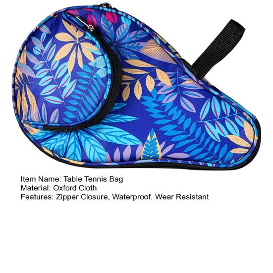 Table Tennis Racket Bag Exquisite Pattern Zipper Closure Anti-scratch Dustproof with Pocket Protective