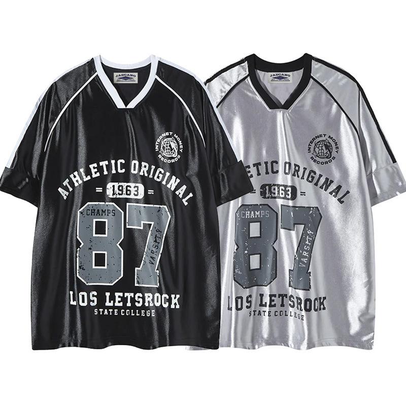 American Retro Sports Jersey Short-sleeved Fans European and American Street Tide Brand Loose Fan Version