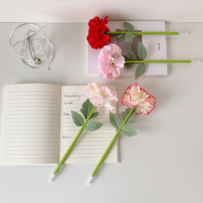 Artificial Flower Flower Ballpoint Pen Teacher'S Day Gift Writing Smoothly Neutral Gel Pens Sweet Carnation Rose