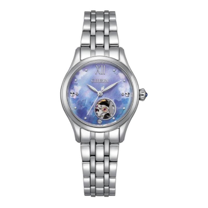 

CITIZEN mechanical watch series 50m waterproof Automatic Steel Strap women s watch mother-of-pearl dial PR1040-88N синій