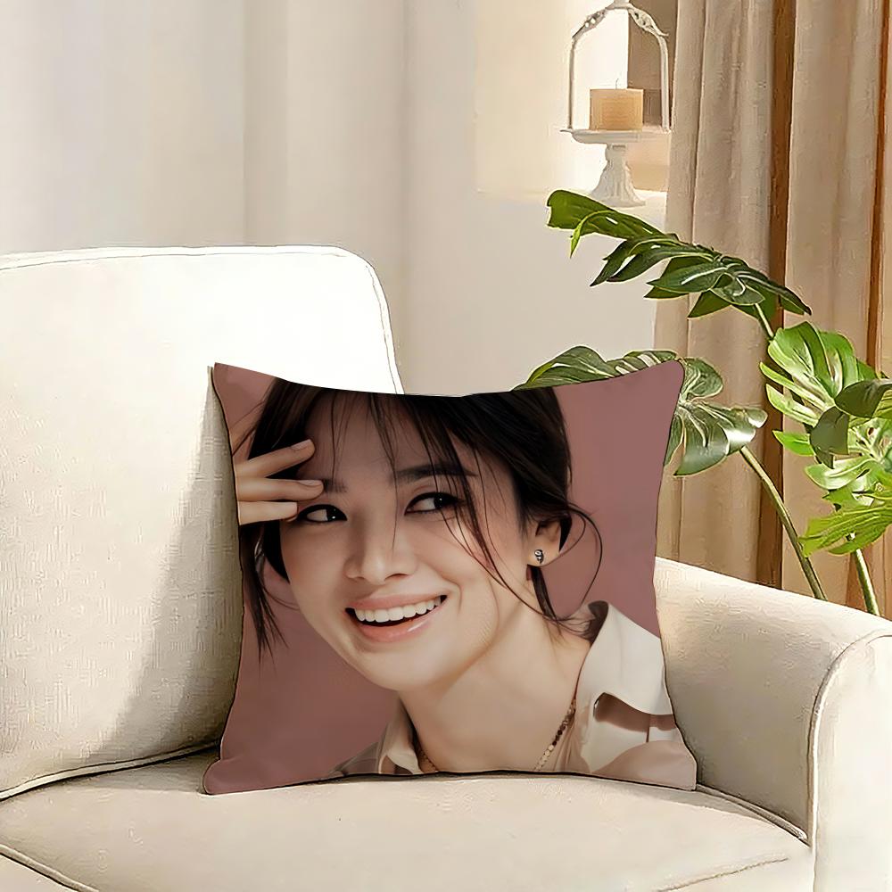 Song Hye Kyo Cushion Cover Reversible Plush Pillow Cover Soft Fluffy Home Decor for Sofa Bedroom