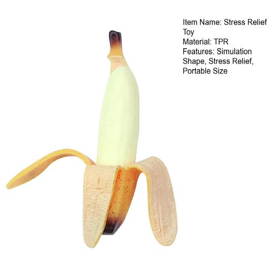 Simulation Peeled Banana Squeeze Toy Soft Stretchy Banana Shape Fidget Toy Portable Simulated Fruit Sensory Pinch