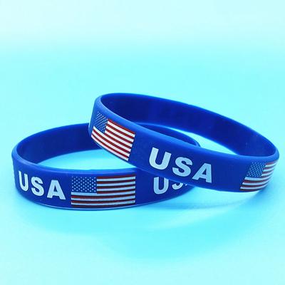 2 Stück USA-Flagge-Armband für Männer und Frauen, motivierendes Silikon-Armband, amerikanisches Sport-Gummi, Freundschaftsarmbänder, Zubehör, Geschenke