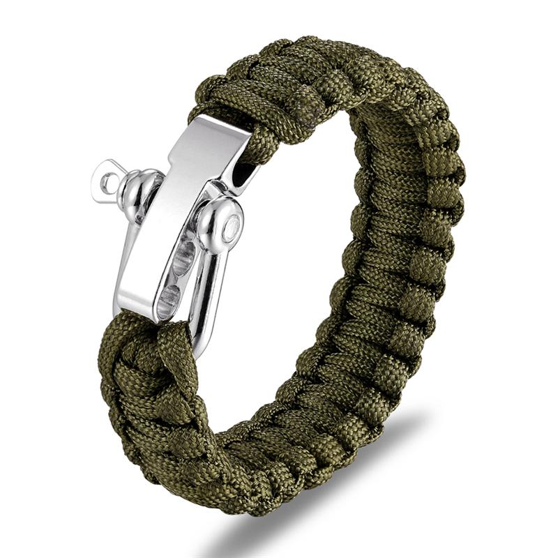 Pulseira de Sobrevivência Ajustável para Homens Mulheres Acampamento ao Ar Livre Emergência Fivela de Aço Inoxidável Pulseira de Paracord