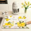 1ks Podložka na sušení nádobí s potiskem citronů, Super absorpční, Stolní dekorace pro jaro/léto Květinové a citronové vzory