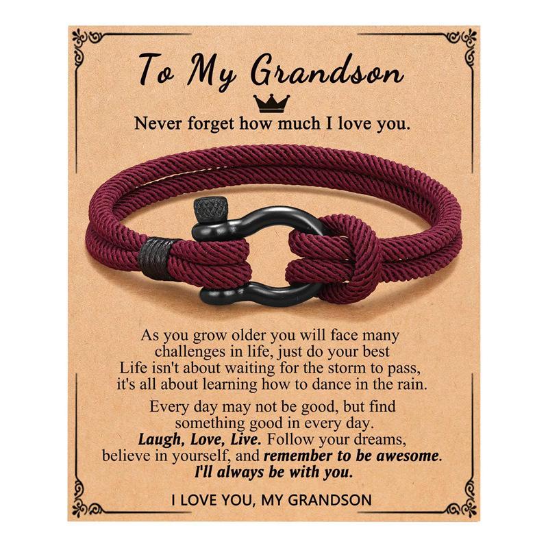 

JYL TS Bracelet Braided Horseshoe Clasp Gifts Conveys Sincere Good Wishes Burgundy horseshoe buckle+to my grandson желто-зеленый