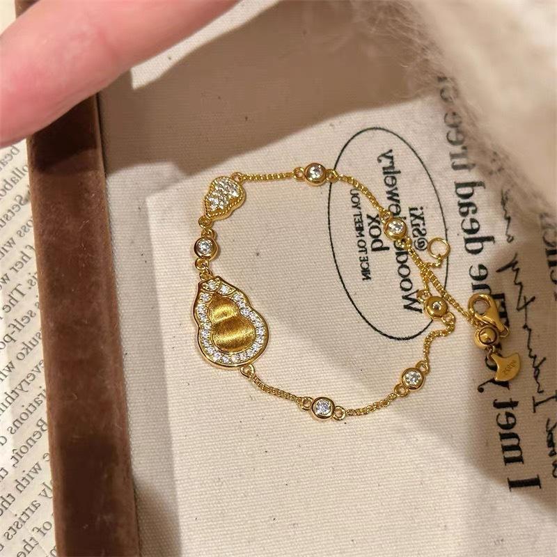 

2026 New Chinese Style~ Brushed Double Gourd Bracelet Women s Design Sense Exquisite Niche Design Color Light Luxury High-end Jewelry 18CM