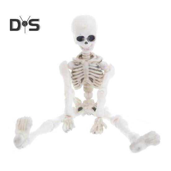Halloween Skeleton Figurine Movable Joints Human Model Resin Skeleton Statue Sculpture Home Office Desktop Decoration Ornament