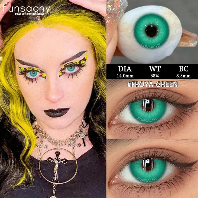 FUNSACHY Blindness Black Cosplay Contact Lenses for Eyes Halloweeen Party Makeup Eye Contacts Yearly Use Beauty Pupils Cosmetics