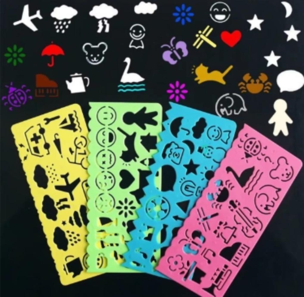 4ks geometrická spirografická kreslicí šablona sada malířských šablon pravítek umělecké řemeslo kreativní dětské vzdělávací hračka pro dívky a chlapce dárek