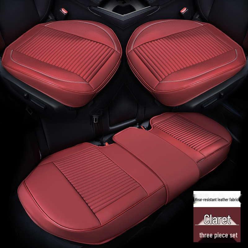 Universal Full Leather Car Seat Cushion Set - Four Seasons Breathable, Three-Piece, Cool and Durable