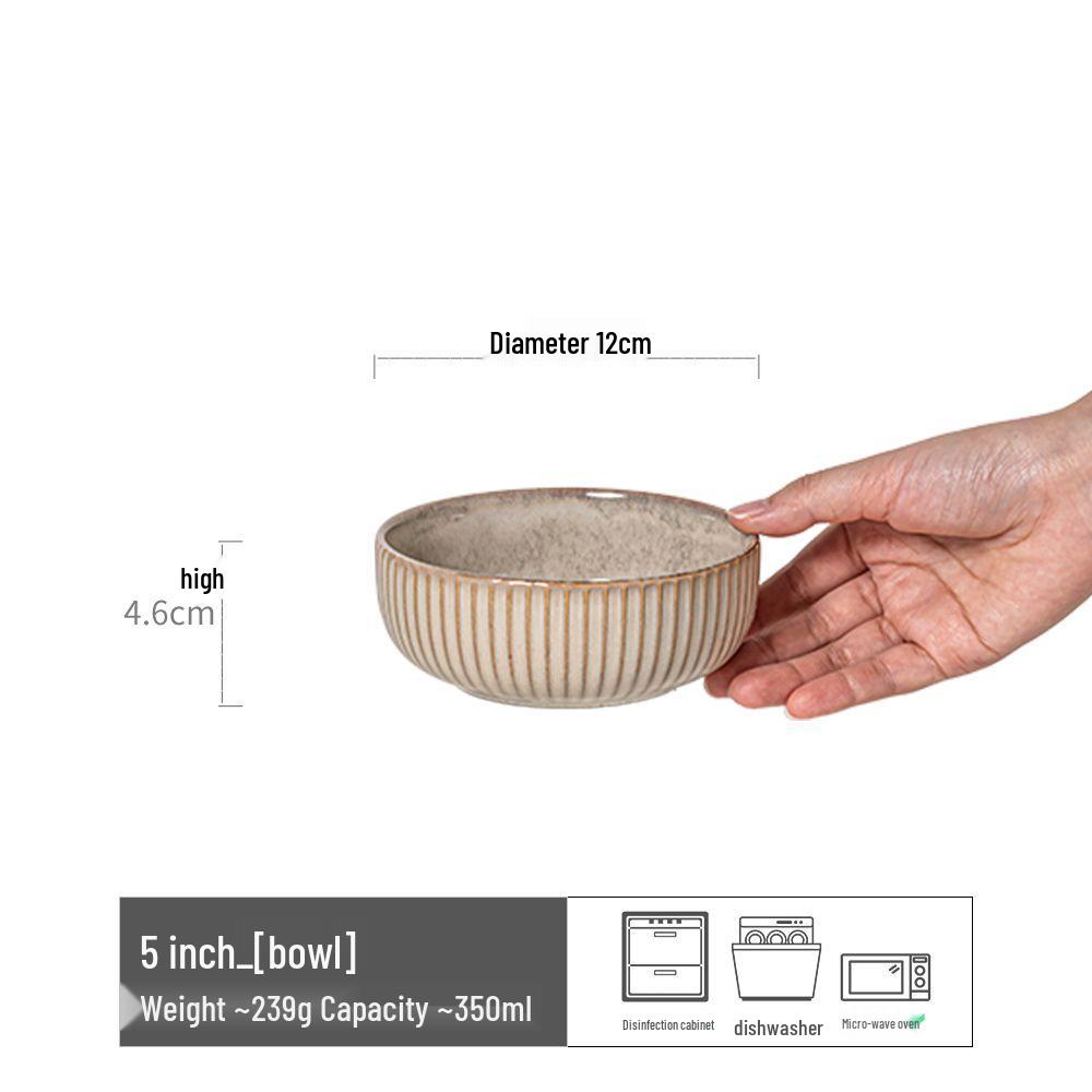 Japanese Retro Ceramic Irregular-Shape Bowl with Kiln-Changed Glaze - Ideal for Rice, Congee, or Noodles