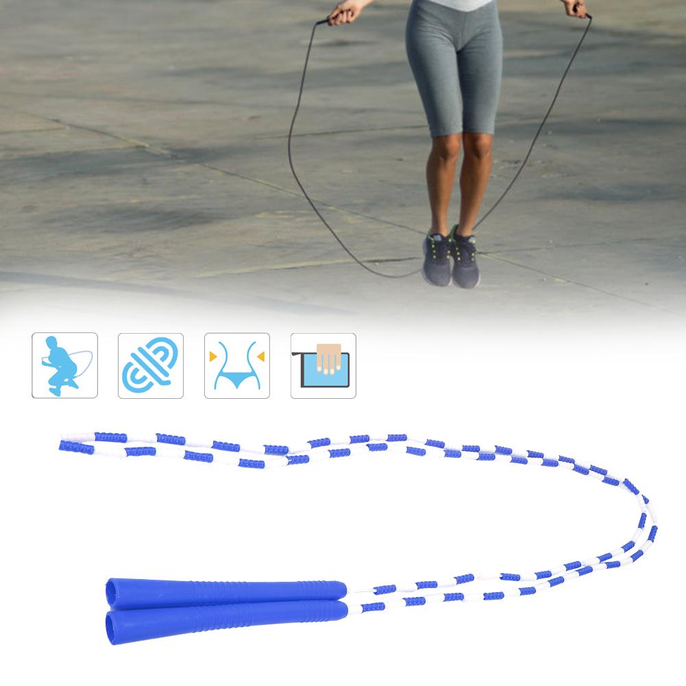 Beaded Segmented Jump Rope Adults Children Sports Exercise Skipping Rope (Blue   White)
