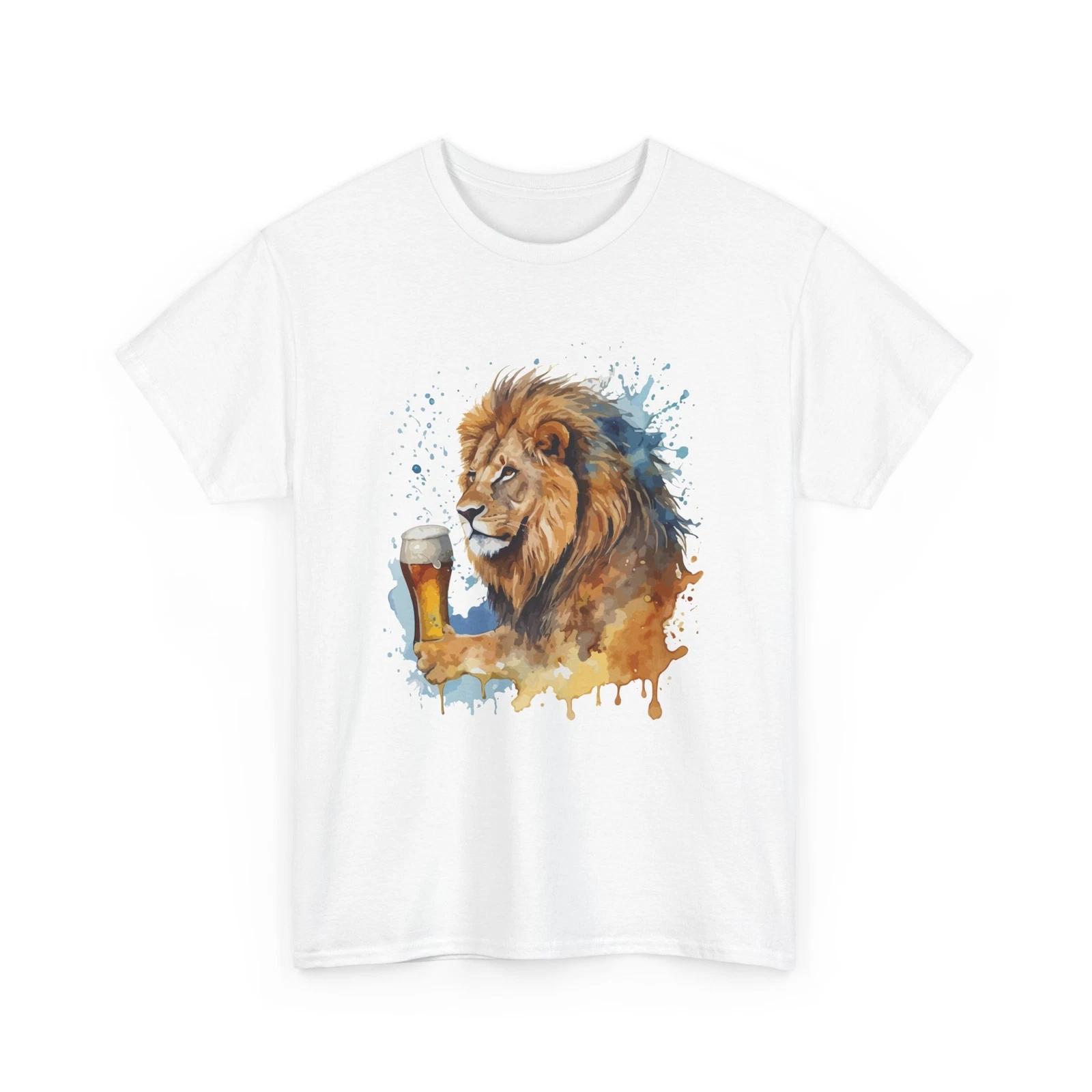 Beer Drinking T-Shirt | Funny Beer Shirt | Beer T-Shirt Funny Lion 4XL
