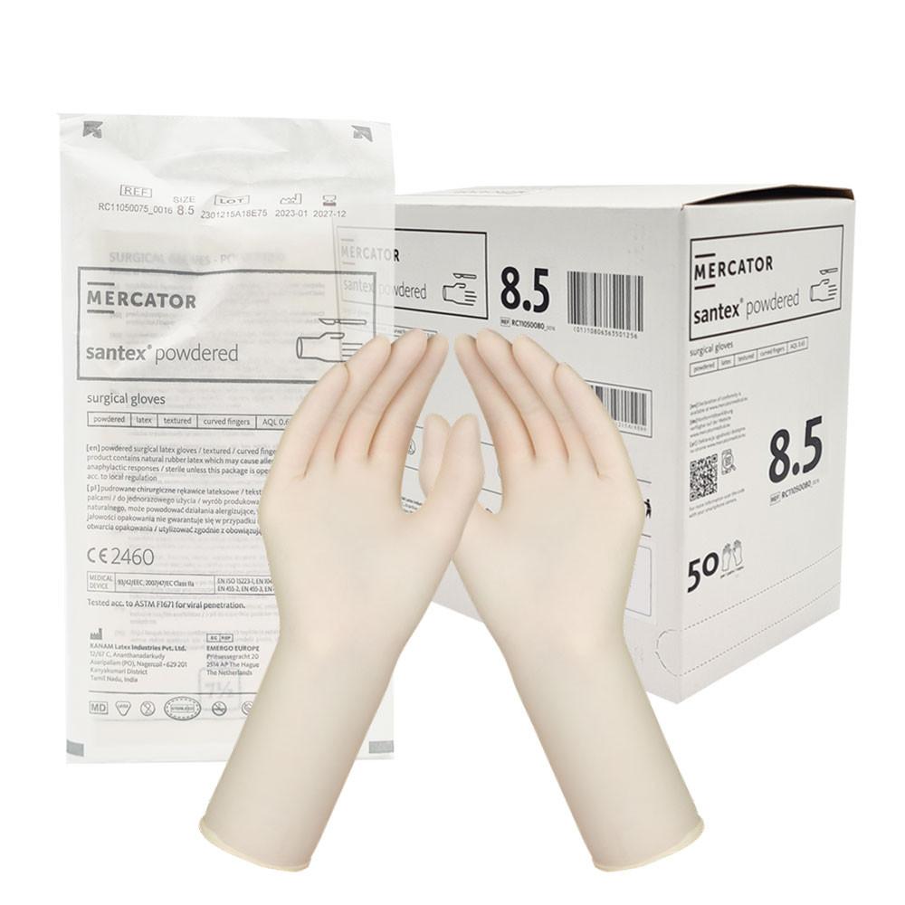 Mercator Santex Powdered Sterile Latex Surgical Gloves 8.5 50 Pairs