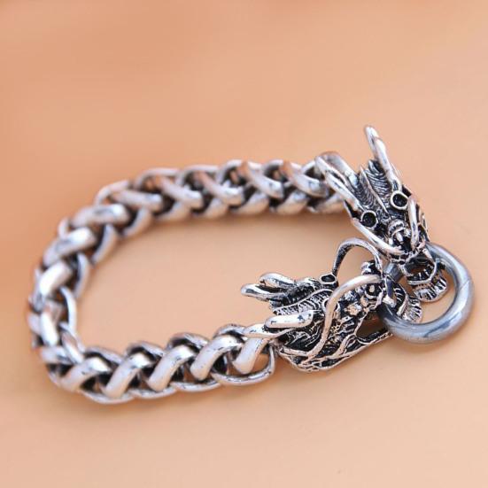 Thick Chain Retro Men Bracelet Alloy Auspicious Dragon Men Chain Bangle Jewelry Accessory