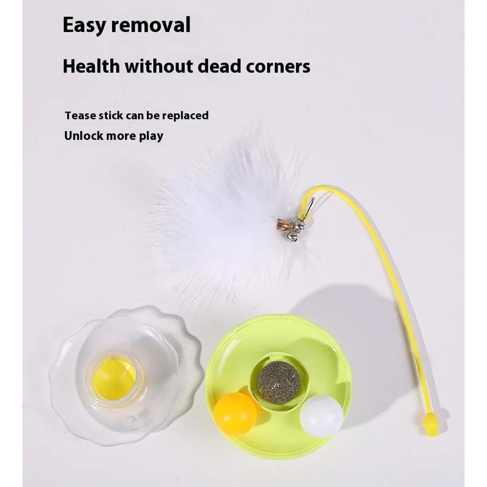 Tumbler Cat Toy Removable Stick Feather Scratching Ball Anti-Bite Turntable Interactive Toy For Small Cats, Kitten Interesting Pet Supplies