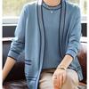 Frühling Herbst Damen Strickoberteil Zweiteiliges Set Color-Block Strickjacke Strick Kurzarm-T-Shirt Zweiteiliges Set