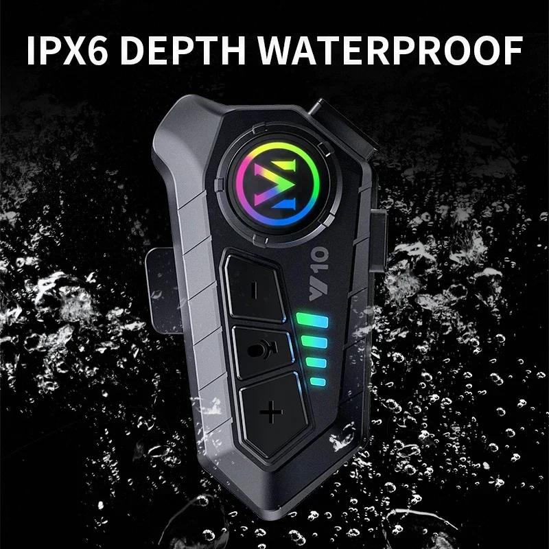 Y10 Motocyklová helma Headset Stereo Hlasové ovládání Bluetooth 5.3 Hands-Free volání IPX6 Vodotěsný 1000mAh S okolním světlem