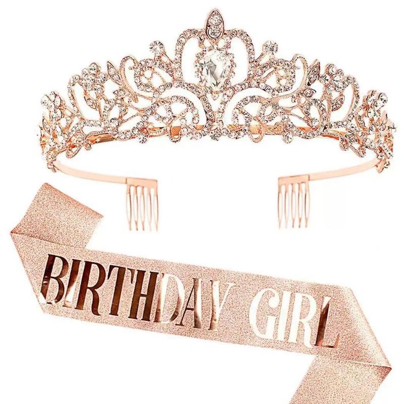 Queen Girl Crown IR Party Decoration Crown Birthday Ribbon Crown Set