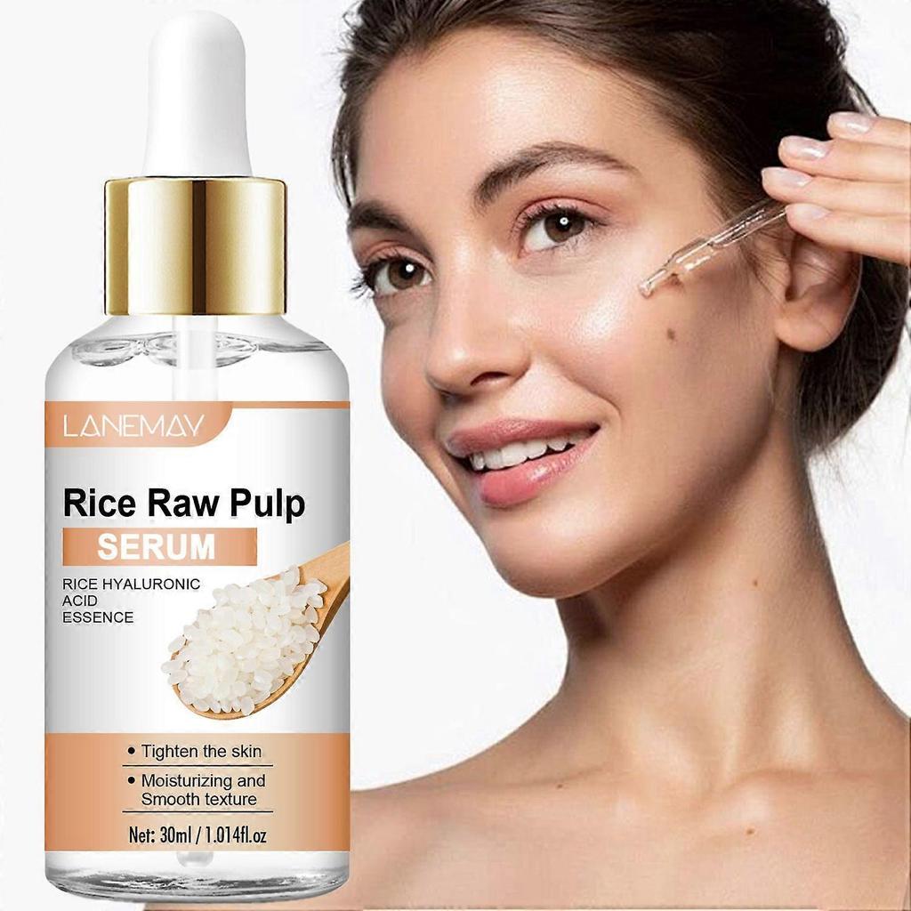 Rice Raw Pulm Face Essence, Rice Serum Anti-Wrinkle Serum, Fade Fine Lines, Brighten Skin Tone, Repair and Improve Acne Marks, Replenish Water and Moi