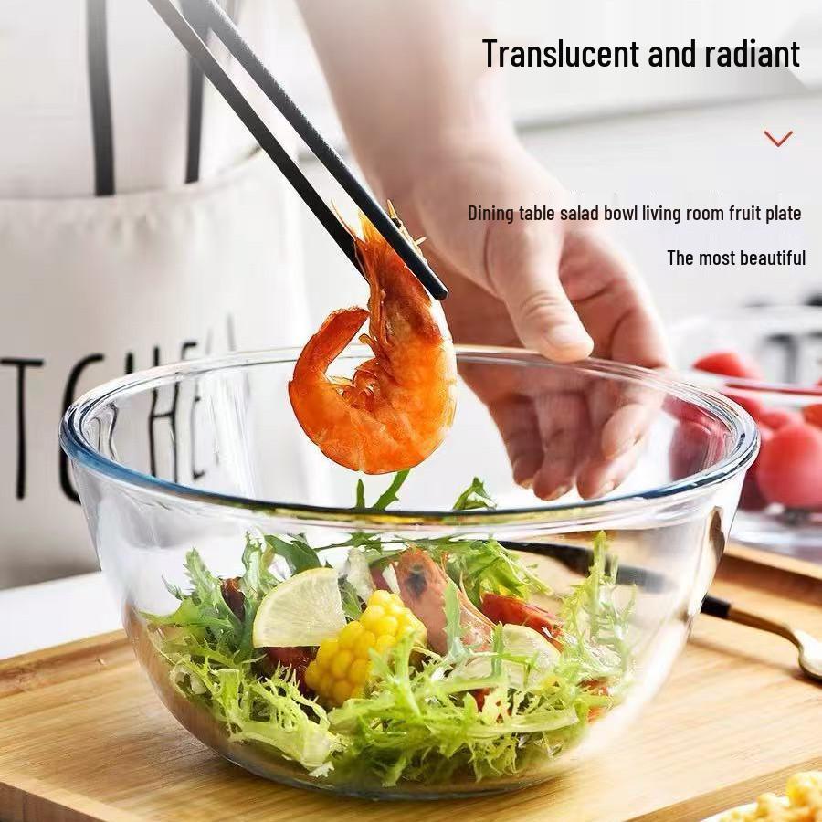 Heat-Resistant Glass Bowl - Salad & Dough Bowl, High-Temperature Calcium Sodium Glass Tableware