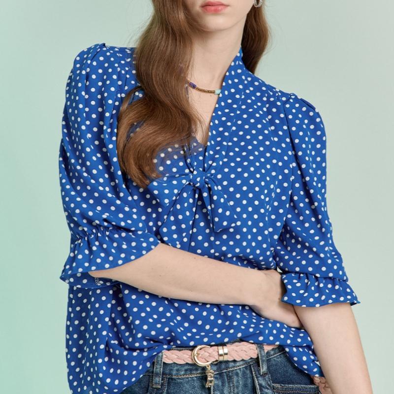 Maxza Dot Print Tie Chiffon Blouse Zd06qb600on