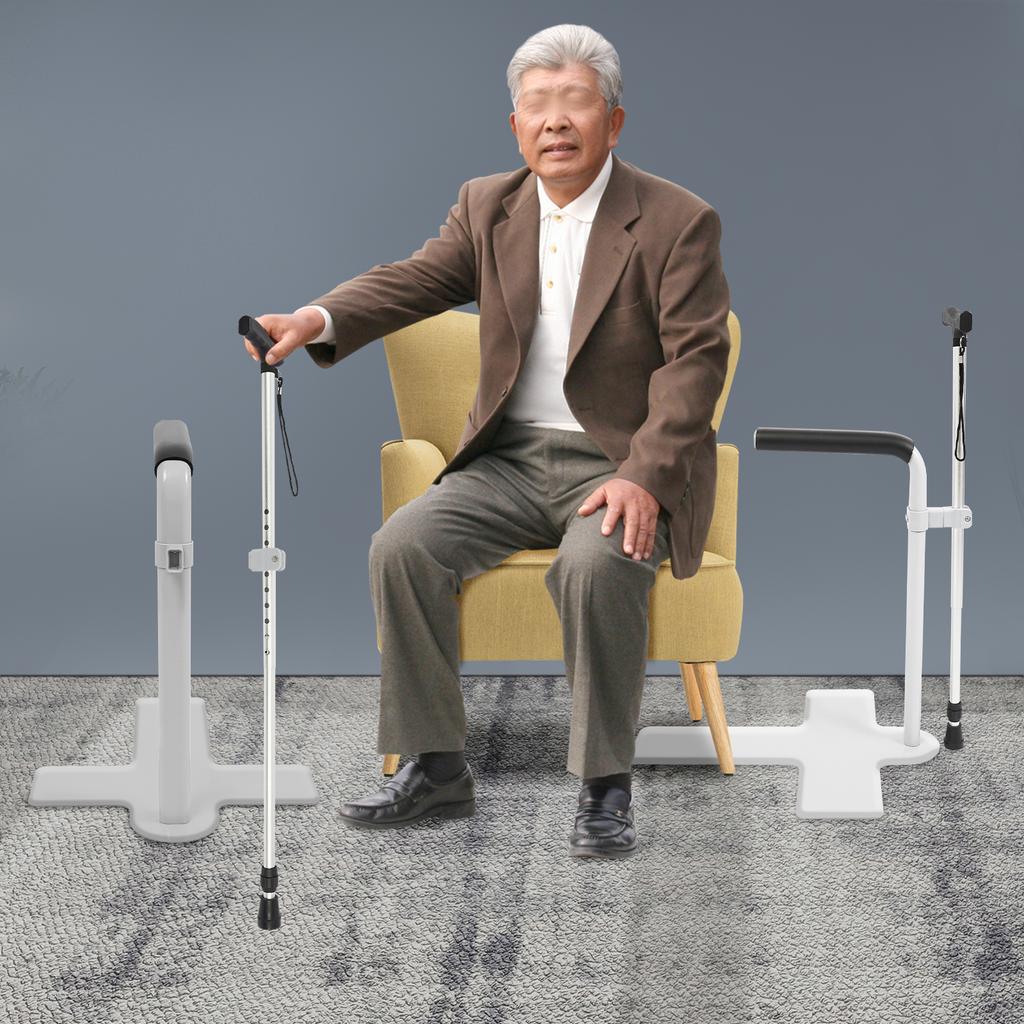 Sofa Carbon Steel Stand Assist,Grey/White Floor Mount Bed Lift Assist Adjustable Height for the Elderly