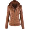 Women Motorcycle Jacket Solid Color Long Sleeve Zipper Coat Winter Slim Pu Leather Jacket Soft Jacket Women